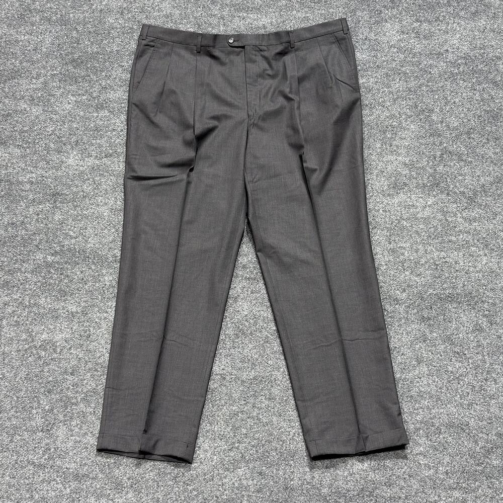 Hickey Freeman Pants Mens 44R Gray Pleated Dress Suit Slacks Cuffed Hem